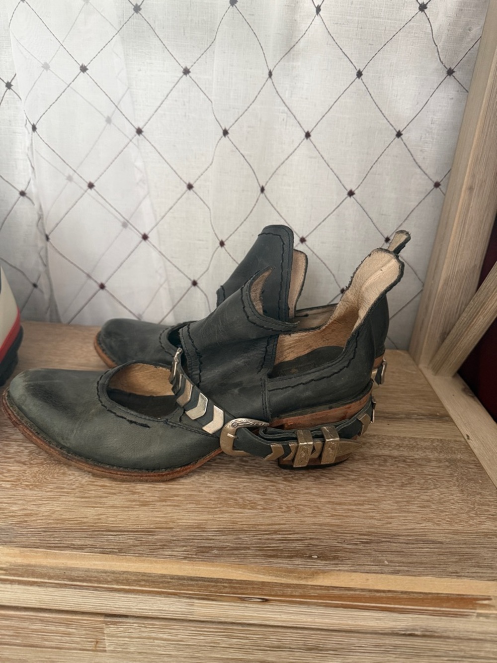 Freebird by Steven Black Leather Mary Jane Heels with Chevron Strap - Picture 3 of 6